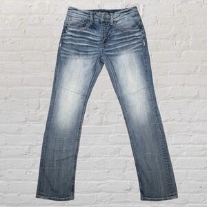 BKE Jake Straight Leg Jeans Men's 32x31 Blue Denim Stretch Fade Whiskers Casual